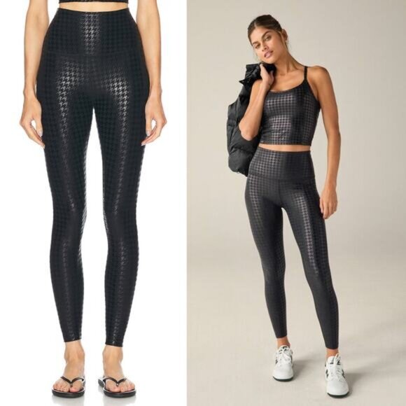 BEYOND YOGA Caught in the Midi Legging Houndstooth Black Size Medium - Picture 1 of 8